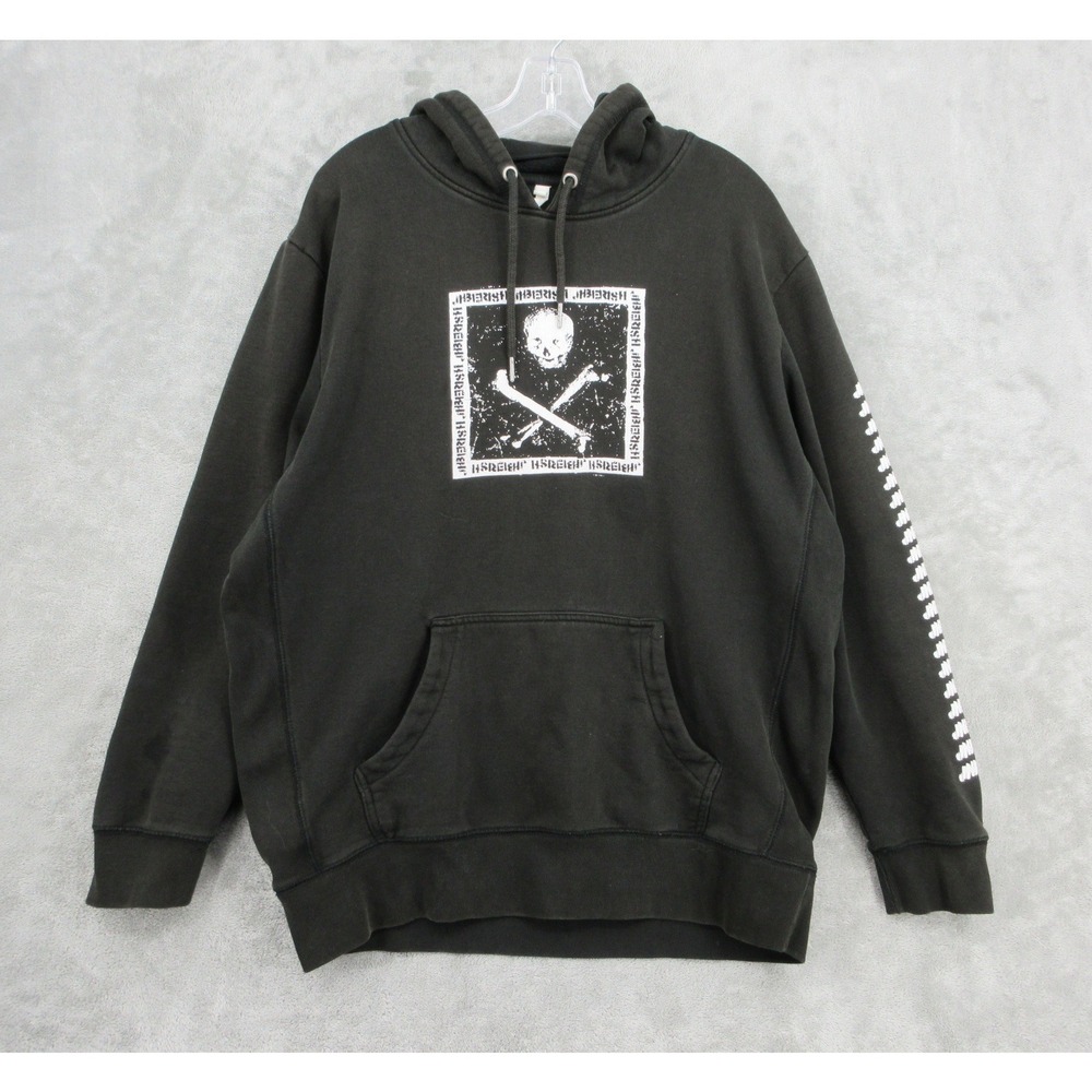 Jiberish Hoodie Mens Size XL Black Skull Crossbones Heavy Pullover Streetwear